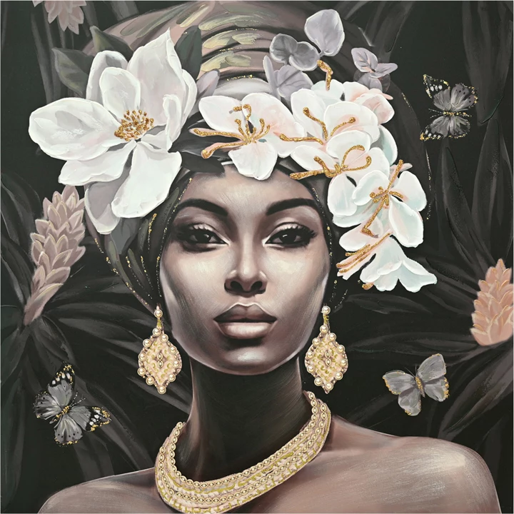 Pikturë kanavacë murale Beauty, ngjyrë gri e ar, 80x3x80cm