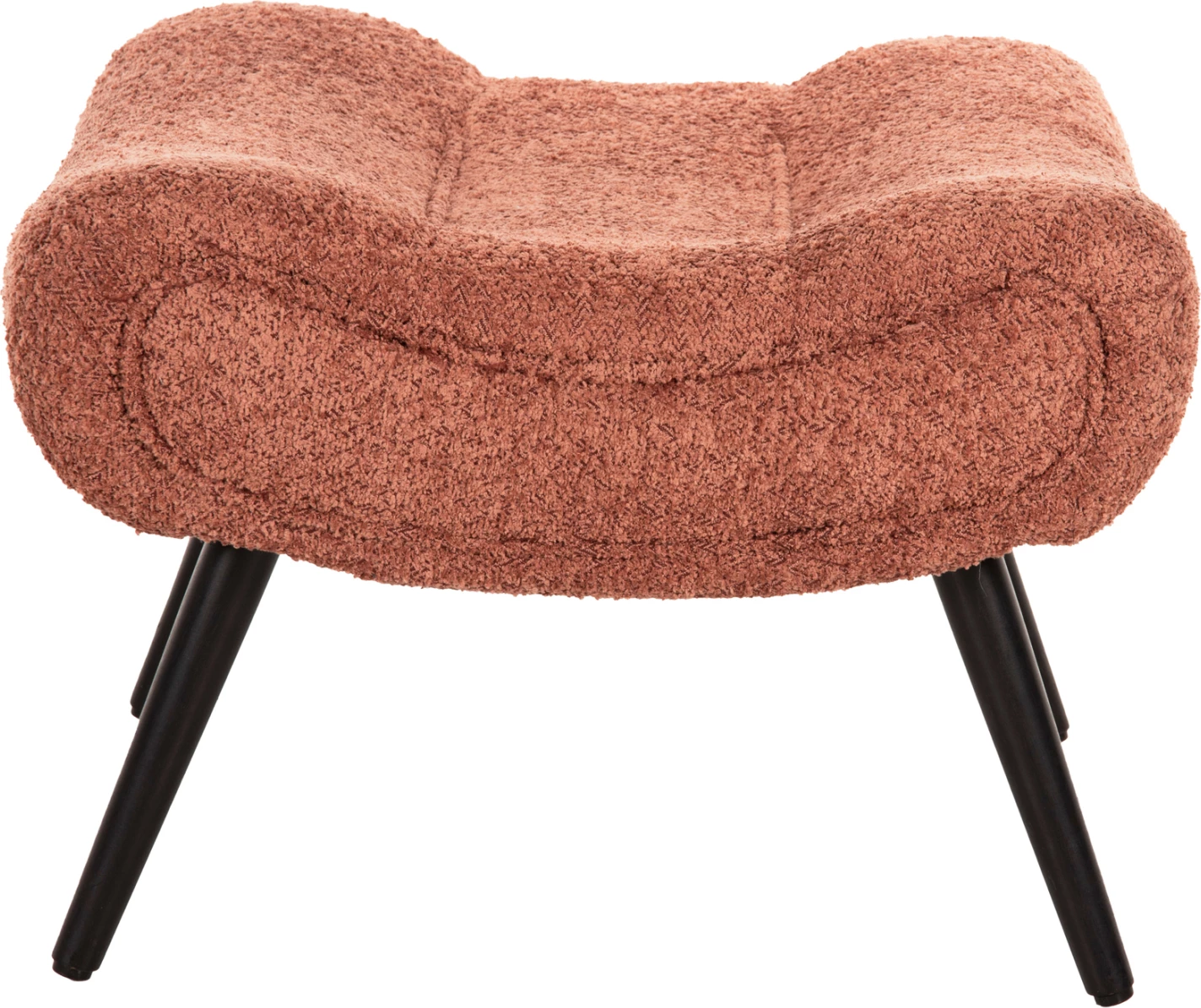 Karrige për këmbë KEMBA, FH9606.02, pëlhurë boucle rozë, këmbë druri të zeza, 68x58x40H cm