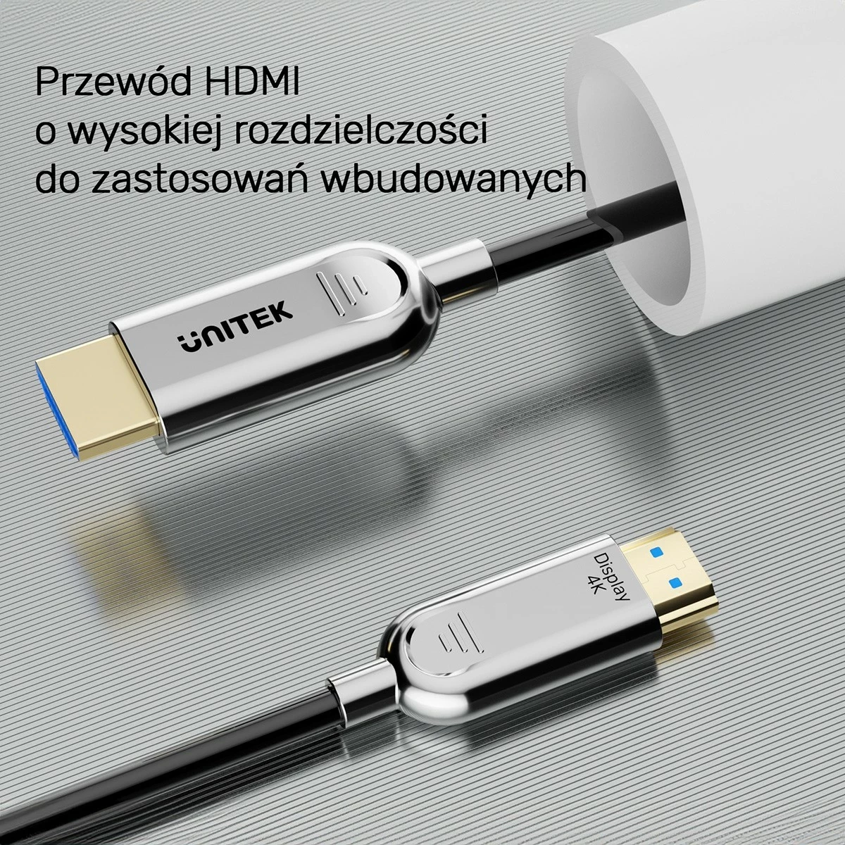 Kabllo HDMI optike Unitek 2.0, 15m, 4K 60Hz, argjend-e zezë