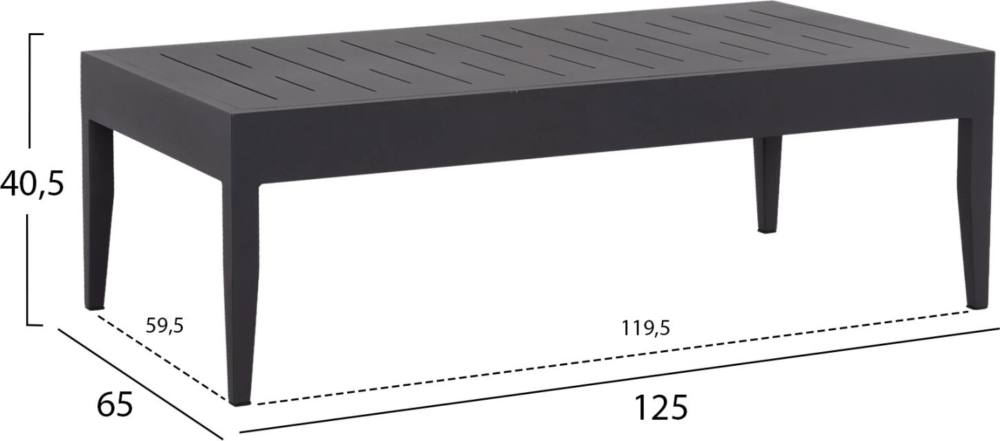 Set salloni për jashtë 4 pjesë, LARRY, FH6188.01, ngjyrë gri e errët, alumin-P.E. pëlhurë