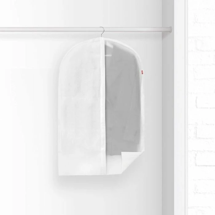 Mbulesë mbrojtëse për rroba Rayen 203511, S (60 x 100 cm), me zinxhir dhe dritare transparente, bardhë/transparente