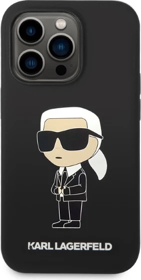 Mbështjellës Karl Lagerfeld Silicone Ikonik MagSafe për iPhone 14 Pro, i zi