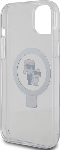 Mbështjellës Karl Lagerfeld KLHMP15MHMRSKCH për iPhone 15 Plus / 14 Plus 6.7", me unazë Ring Stand, MagSafe, Bardhë