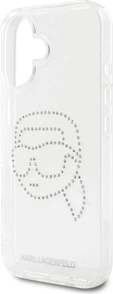 Mbështjellës Karl Lagerfeld IML Rhinestones Karl Head për iPhone 16, Transparent