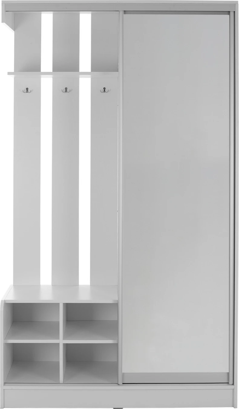 Mobilje për hyrje me dollap rrëshqitës dhe pasqyrë, DULCE, ngjyrë e bardhë, FH2424.03, 118x45x210 cm