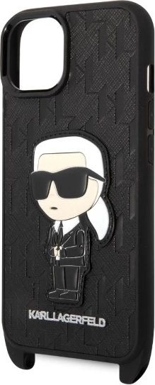 Mbështjellës Karl Lagerfeld KLHCP14MSTKMK për iPhone 14 Plus 6.7", Monogram Ikonik Patch, i zi