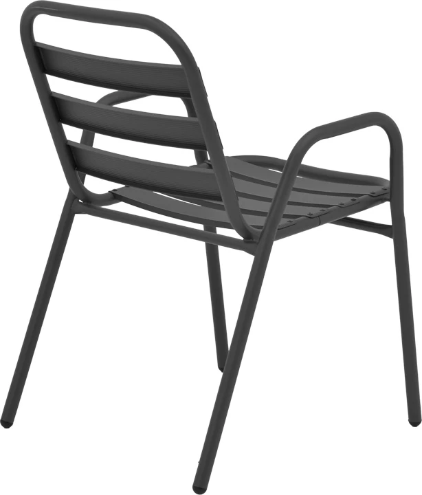 Tavolinë me karrige Ensure-Sussie, metal-xham, ngjyrë gri e errët, 140x80x70cm, 5 copë