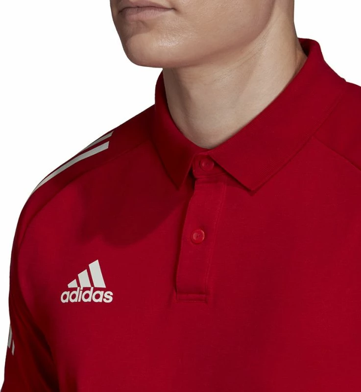 Maicë polo adidas për meshkuj, e bardhë me të kuqe