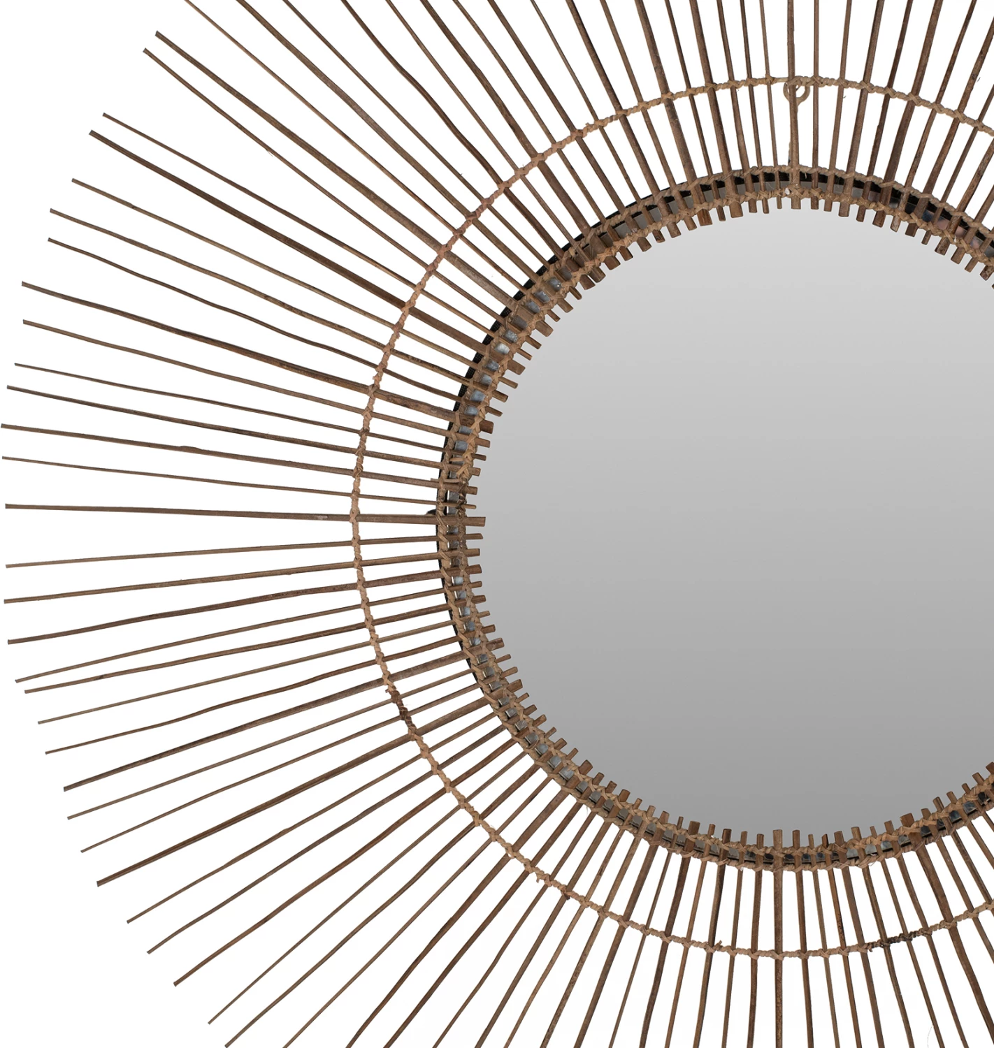 Pasqyrë rrethore me kornizë nga shkopinj kokosi, ngjyrë natyrale, 120x4x120Hcm, FH7732