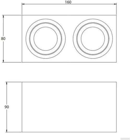 llampë tavani spot GTV AVEIRO DUO BIS 2xGU10 2x20W 220V, e zezë