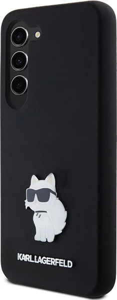 Mbështjellës Karl Lagerfeld Silicone Choupette Metal Pin për Samsung Galaxy S23, i zi