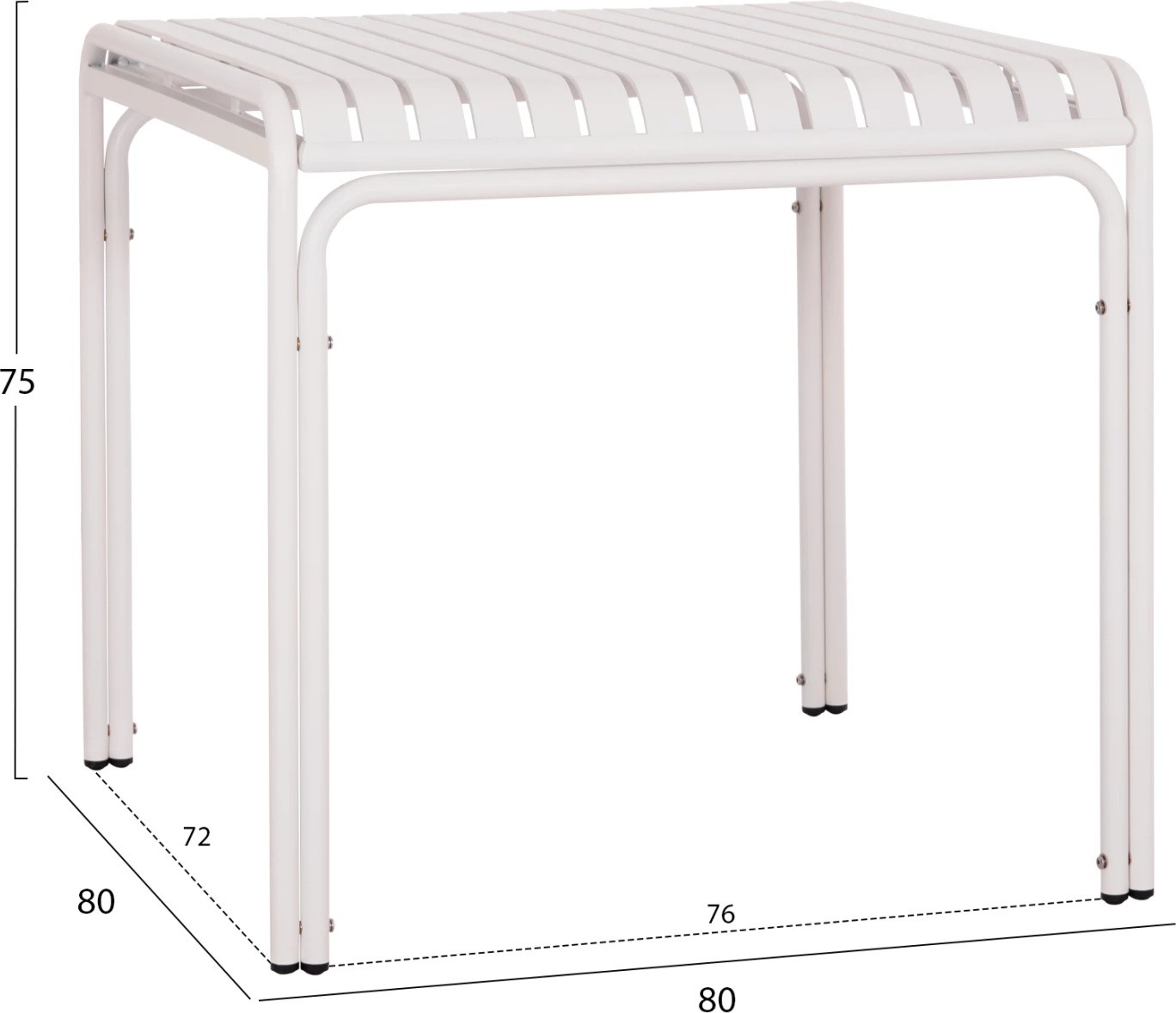 Tavolinë katrore alumini për jashtë, ngjyrë e bardhë, RACHEL FH6338.02, 80x80x75cm