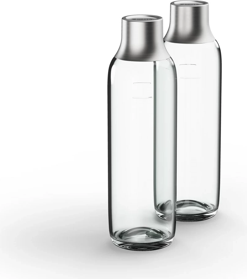 Shishe karbonizuese BRITA sodaTRIO, 1 L, Qelq, 2 copë, Argjendtë