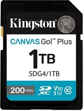 Kartë memorie SD Kingston Canvas Go Plus 1TB, SDXC, 200MB/s, Class10 U3 V30