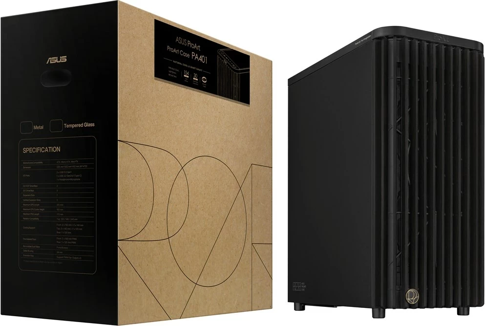 Kasë ASUS ProArt PA401 Wood METAL PWM, Black