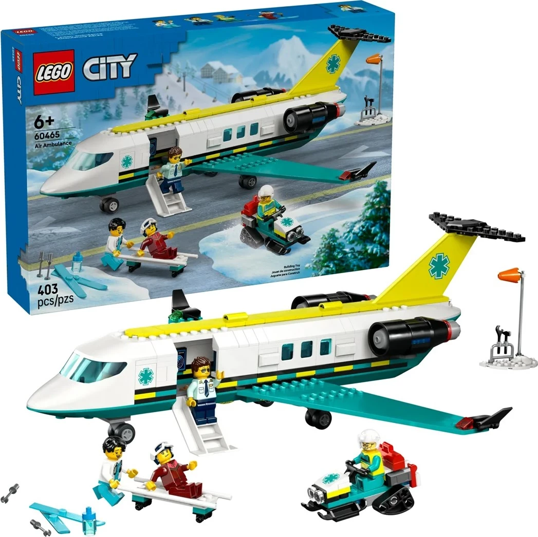 Set LEGO CITY aeroplan ambulance emergjente 60465, 4 minifigura, 6+ vjeç