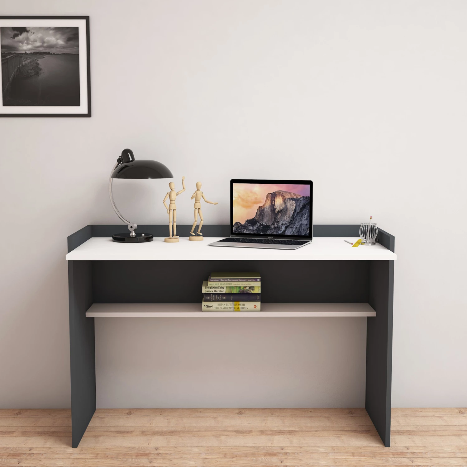 Tavolinë melamine gri-bardhë 118x58x80Hcm.FH9227.13