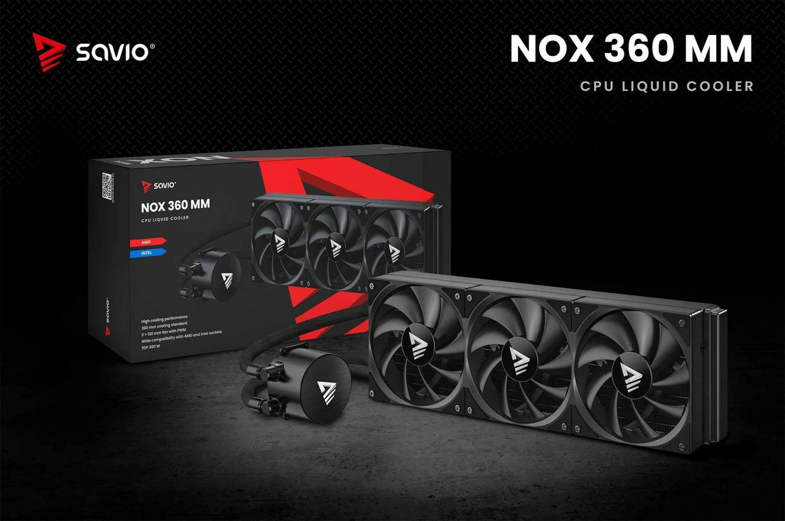 Ftohje uji për procesor, Savio NOX 360 mm, radiator 360 mm alumini, 3x 120 mm PWM, TDP 250 W, pa ndriçim