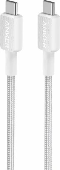 Kablë USB-C në USB-C e thurur Anker 322 0.9 m 60 W, e bardhë