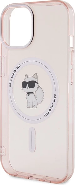 Mbështjellës Karl Lagerfeld IML Choupette MagSafe për iPhone 15, Rozë