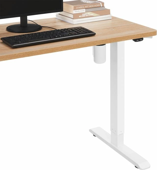 Kornizë tavoline elektrike sit/stand SONGMICS LSD010W01V1, rregullim lartësie 71-112 cm, gjatësi e rregullueshme 115-147 cm, max 100 kg, e bardhë, set (kornizë+adapter+kontrollues+aksesorë)