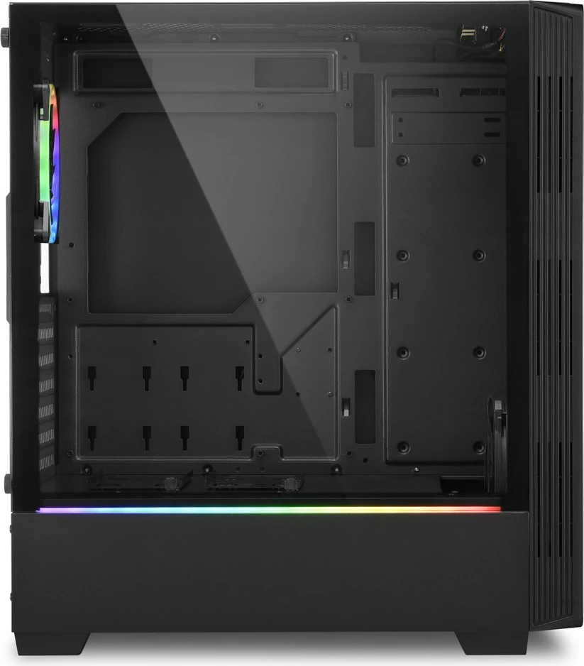 Kasë Sharkoon RGB LIT 200, Midi Tower, ATX, micro ATX, Mini-ITX, e zezë, RGB