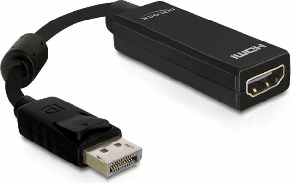 Adapter DisplayPort në HDMI DeLOCK 61849, 0.125 m, i zi