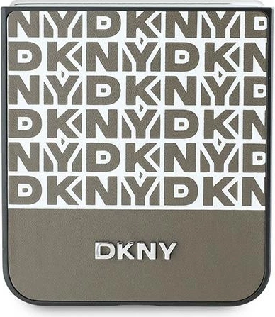 Mbështjellës DKNY Repeat Pattern Bottom Stripe për Samsung Galaxy Z Flip 6, Kafe