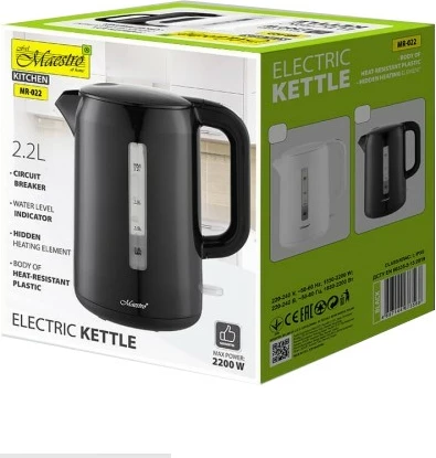 Zierëse uji elektrike, Feel-Maestro, MR-022, 2.2 L 2200 W, plastike, e zezë