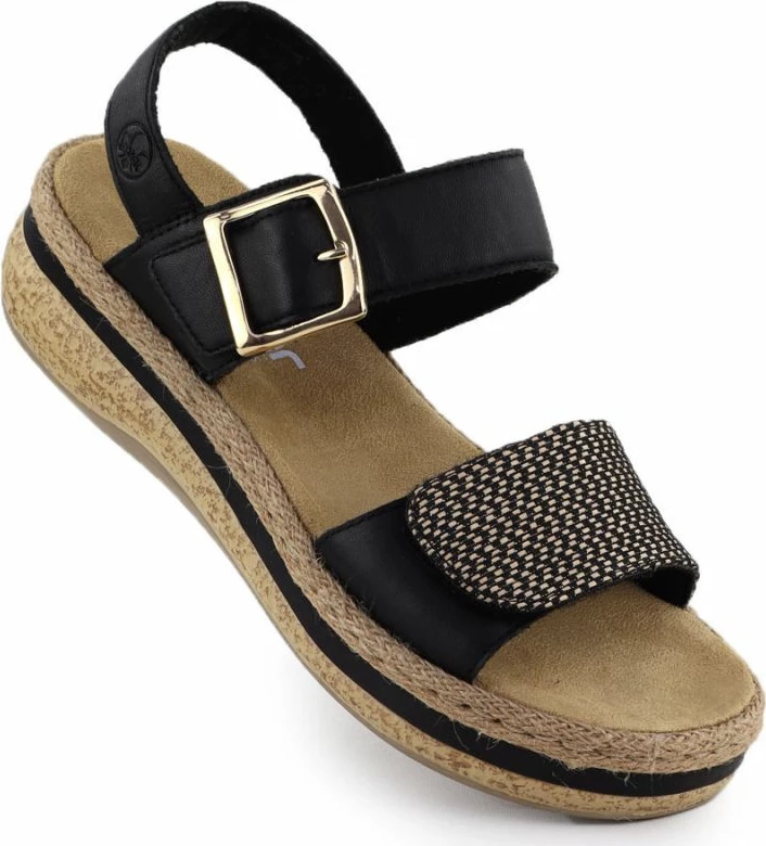 Sandale platforme për femra Rieker V0951, të zeza