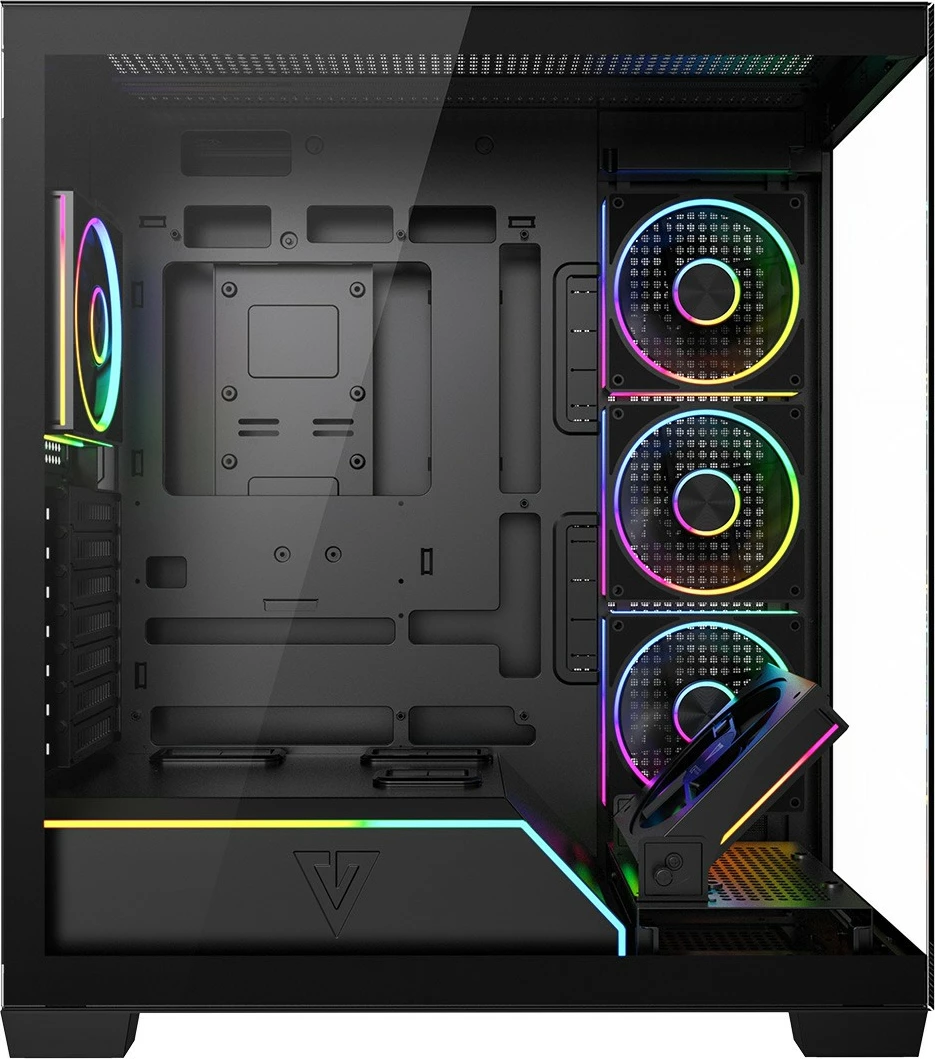 Kasë MODECOM Volcano Stellar Plus ARGB Midi 5F (AT-STELLAR-PLUS-5F-ARGB-10), ATX/mATX/ITX, 5x 120 mm ARGB, USB-C, xham i temperuar, e zezë