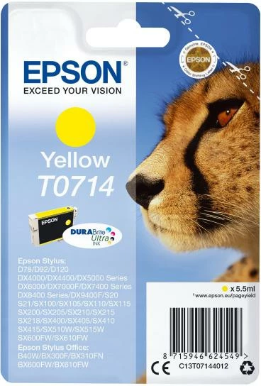 Kartrixh boje Epson T0714 C13T07144012 DURABrite Ultra, e verdhë