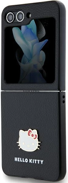 Mbështjellës Hello Kitty për Samsung Galaxy Z Flip 5, Metal Logo, i zi
