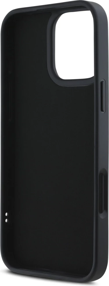 Mbështjellës, Karl Lagerfeld, HC 3D Rubber Elongated Glitter, për iPhone 16 Pro 6.3", hardcase TPU/silikon, zi