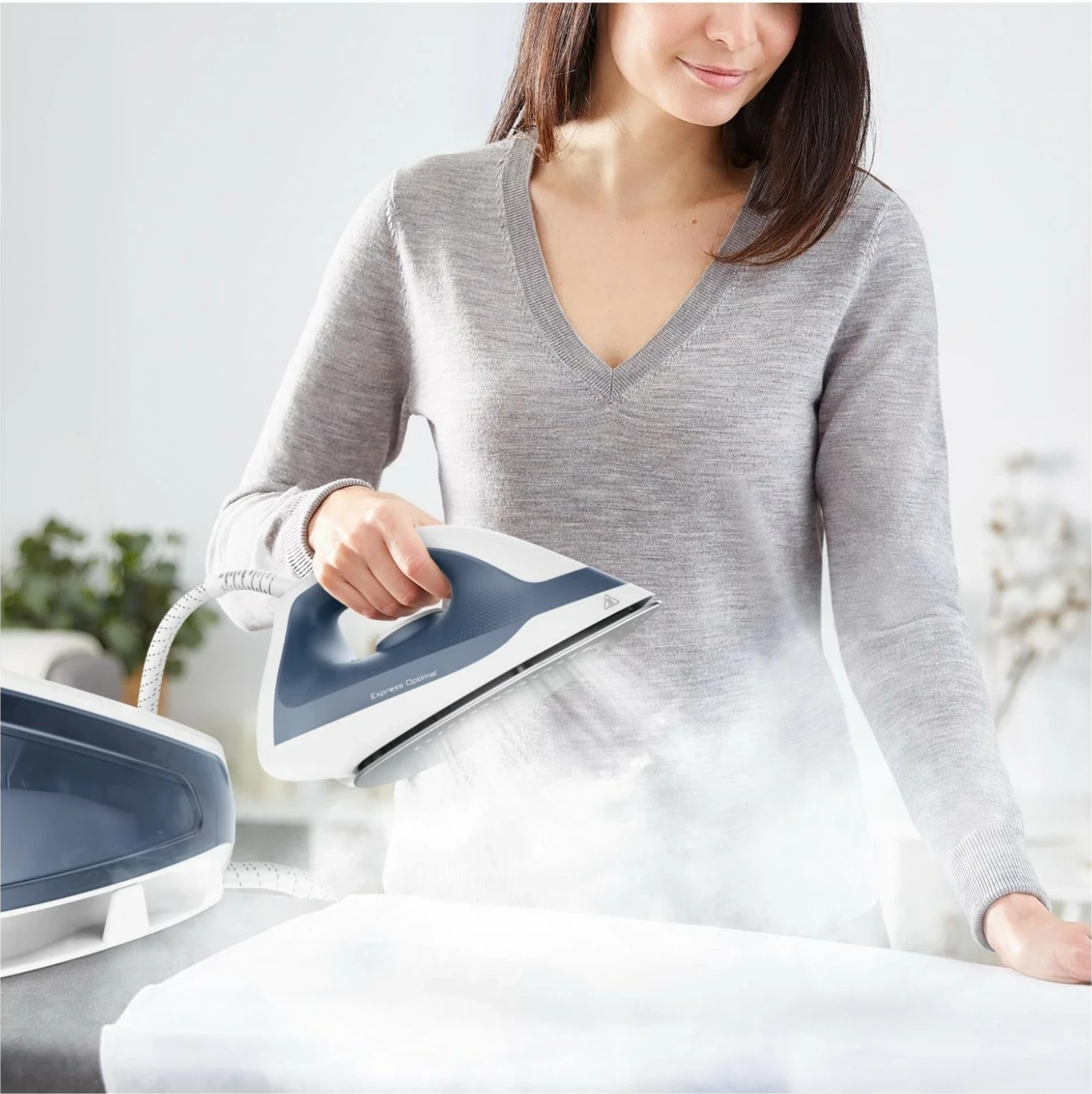 Hekur me avull Tefal Express Optimal SV4110E, 2200W, rezervuar 1.2L, blu