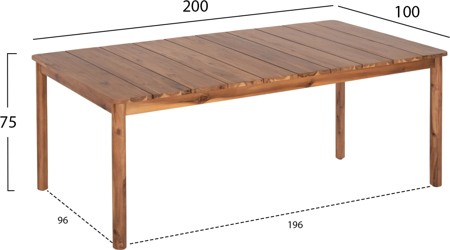 Tavolinë me karrige për terasë 9 copë NAVANT FH21066.01, dru akacie, litar gri