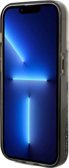 Mbështjellës Karl Lagerfeld Liquid Glitter Choupette për iPhone 14 Pro, transparent, argjendtë