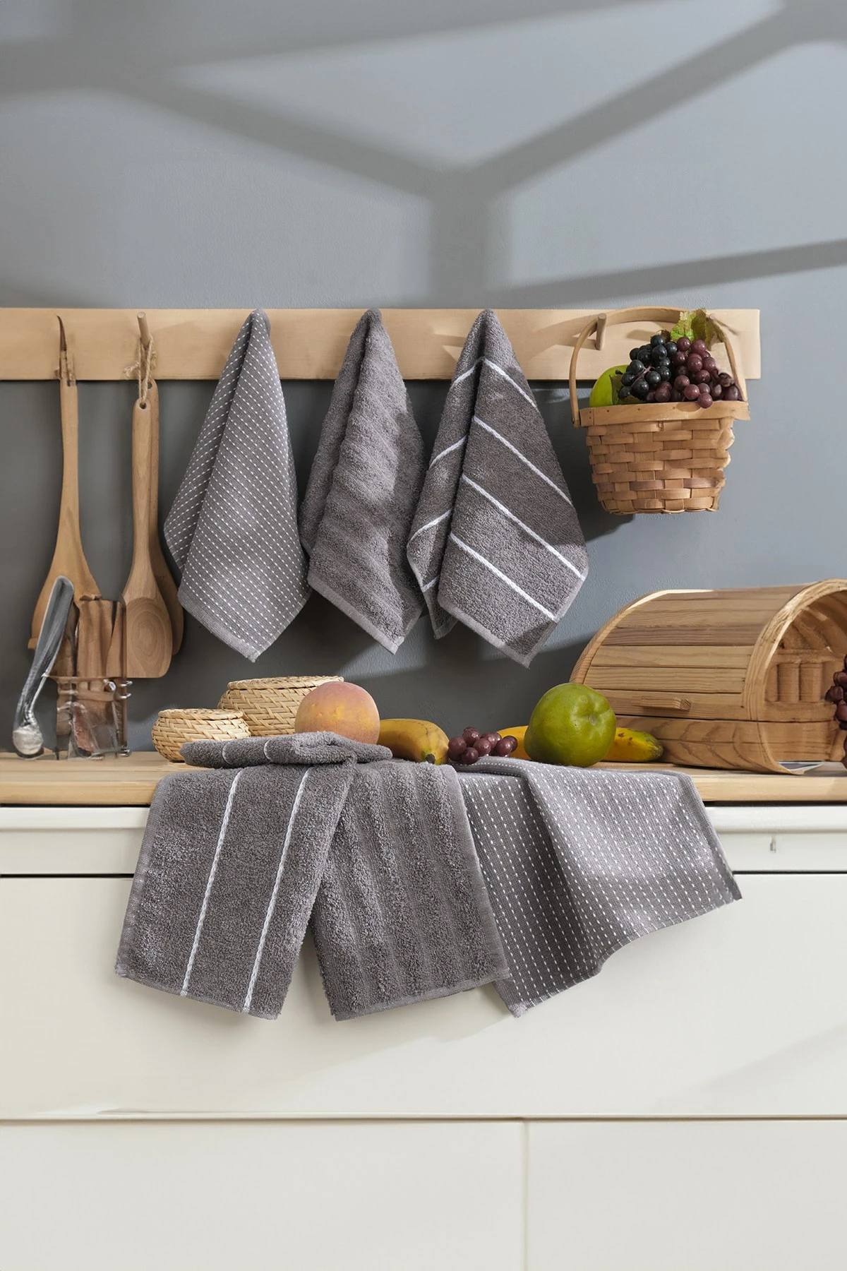 Set peshqirësh larjeje (6 copë), Mijölnir, Sofya, ngjyrë antracit