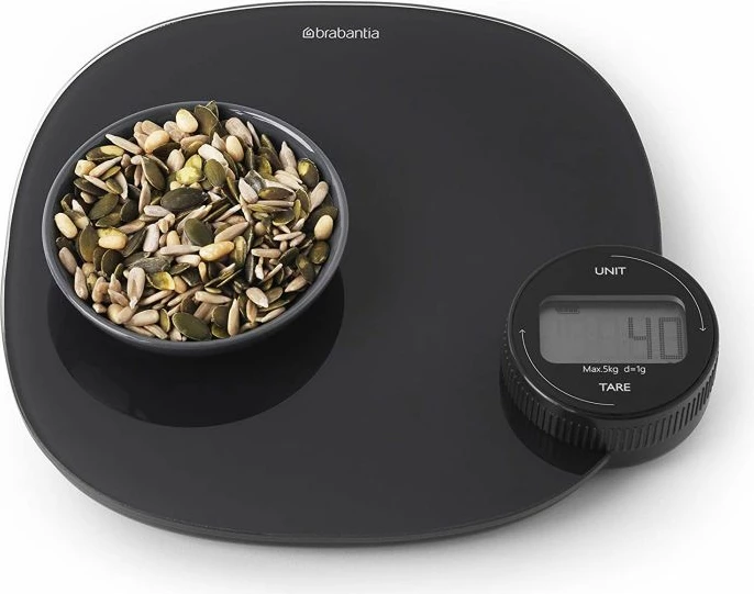 Peshore digjitale kuzhine Brabantia Tasty+ MPN 122880, 5 kg (1 g), LCD me ndriçim, 3x AAA, gri e errët