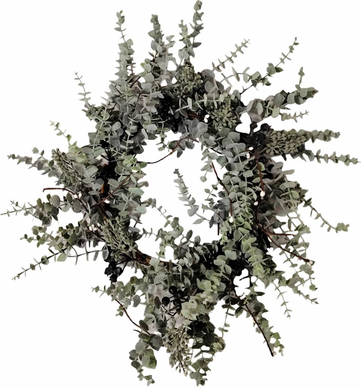 Kurorë dekorative eukaliptusi, PVC, e gjelbër, 48x48cm