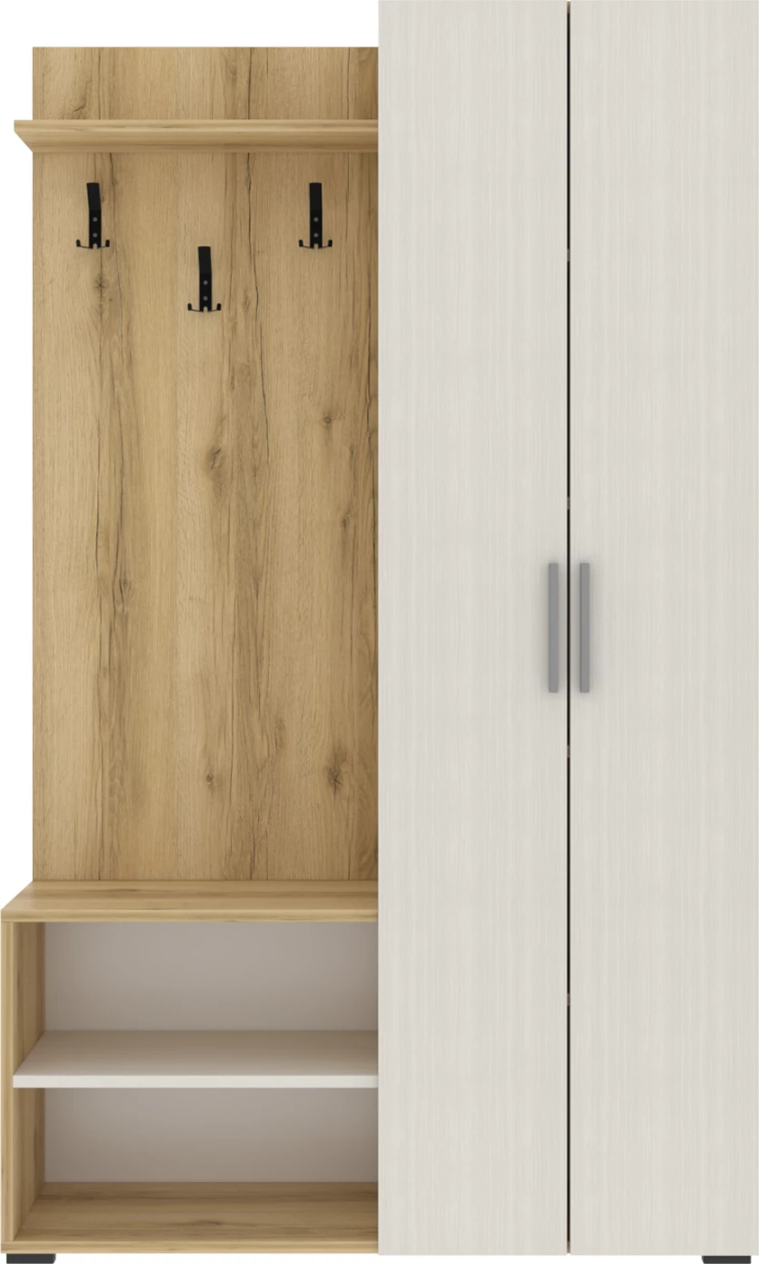 Mobilje hyrëse BOW FH18192 melaminë ngjyrë natyrale dhe krem 110x37x184Hcm