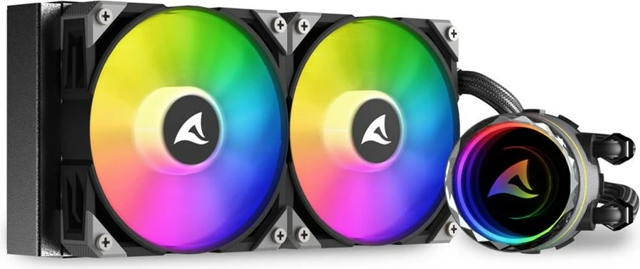 Ftohës uji Sharkoon S80 RGB, 2x12cm, për procesor, RGB, i zi