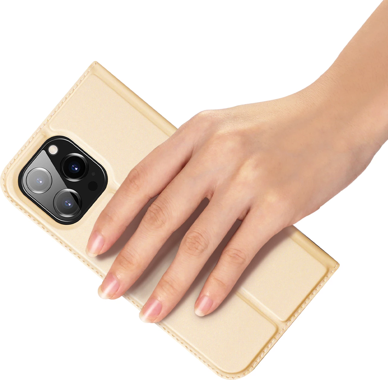 Mbështjellës Dux Ducis Skin Pro për iPhone 14 Pro, me kapak, Gold