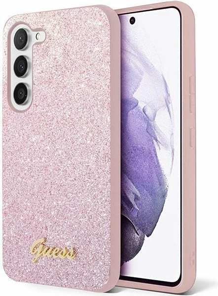 Mbështjellës Guess Glitter Script për Samsung Galaxy S24+, Rozë