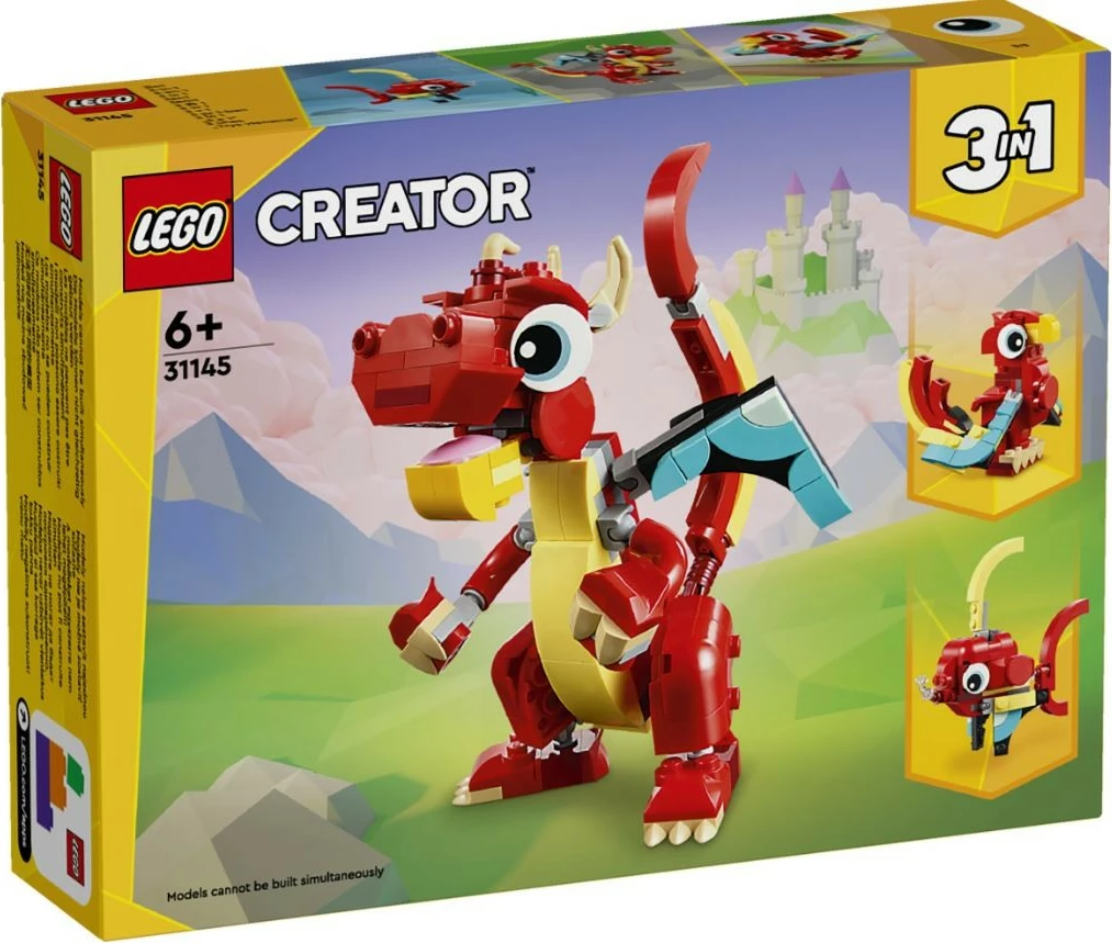Set LEGO Creator 3-në-1, Red Dragon 31145, 149 pjesë, i kuq