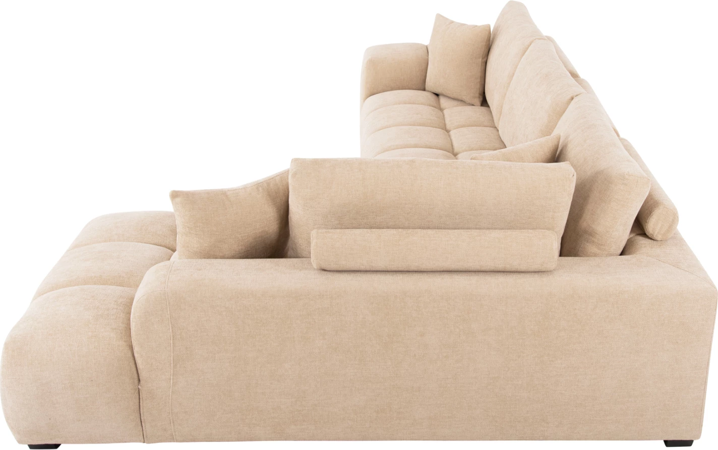 Këndore e djathtë COVEN FH3266.01R, pëlhurë ecru, 298x102-208x85H cm