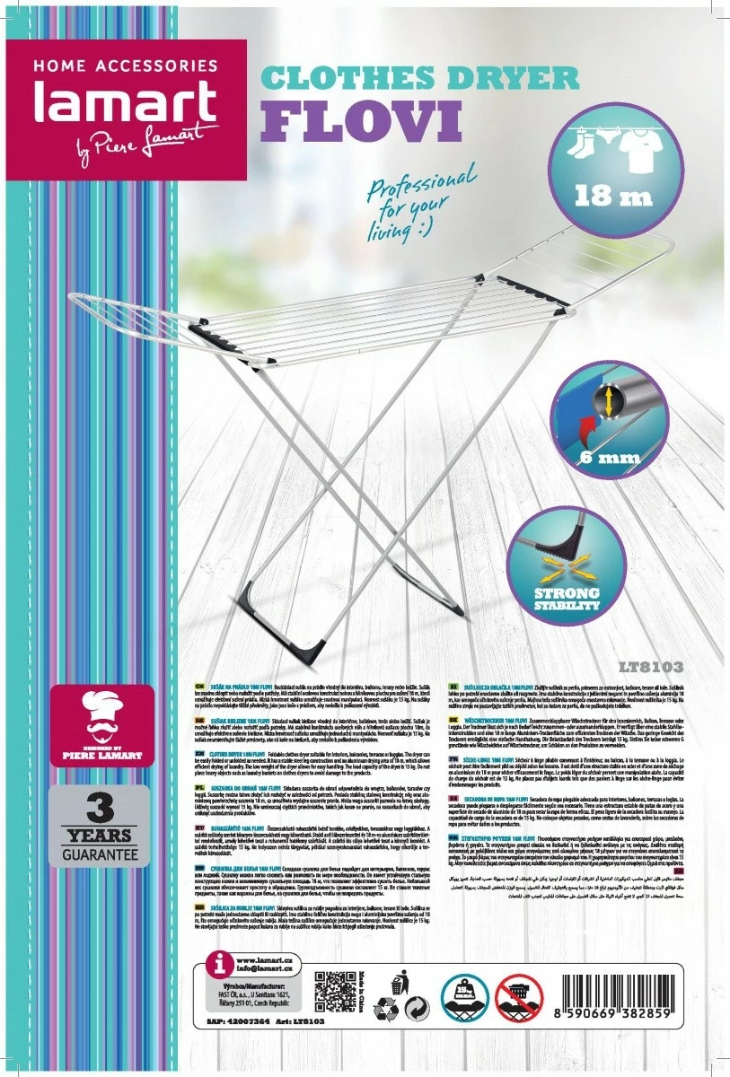 Tharëse rrobash Lamart LT8103 FLOVI, 18 metra, argjend