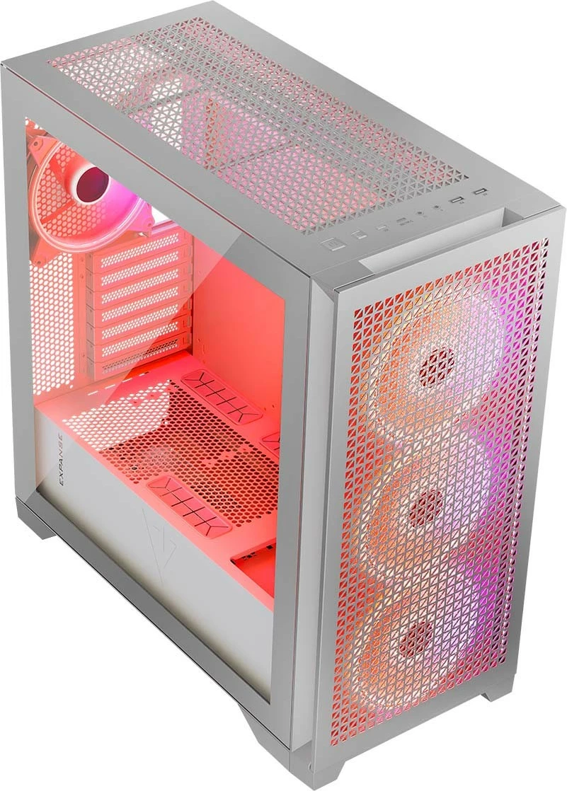 Kasë MODECOM Volcano Expanse T Apex ARGB AT-EXPANSE-TG-20-000000-0002, midi tower, 4x140mm ARGB, xhami i kalitur, USB-C, ATX/mATX/ITX, e bardhë