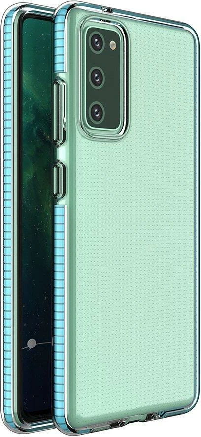 Mbështjellës Hurtel Spring Case për Samsung Galaxy A72, TPU, transparent me kornizë kaltër