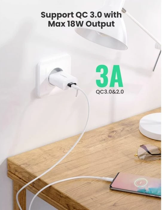 adapter mini USB-A në USB-C UGREEN 50568 18W 480Mbps me dalje audio, zezë/argjendtë